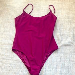 Maroon one-piece swimsuit